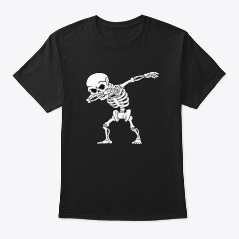 Dabbing Skeleton Bones Halloween Dab Dan Black Camiseta Front