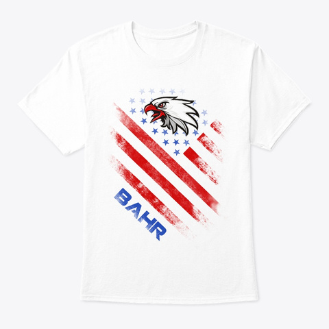 Bahr Name Tee In U.S. Flag Style White Camiseta Front