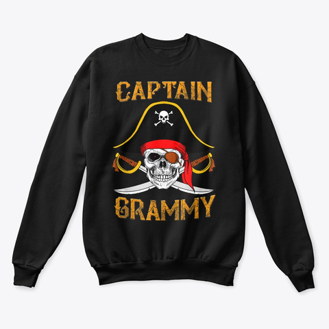 Grammy Pirate Halloween Costume T Shirt Black T-Shirt Front