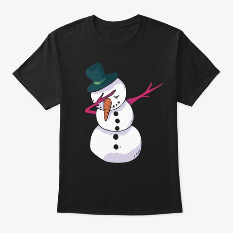 Funny Dabbing Snowman Black T-Shirt Front
