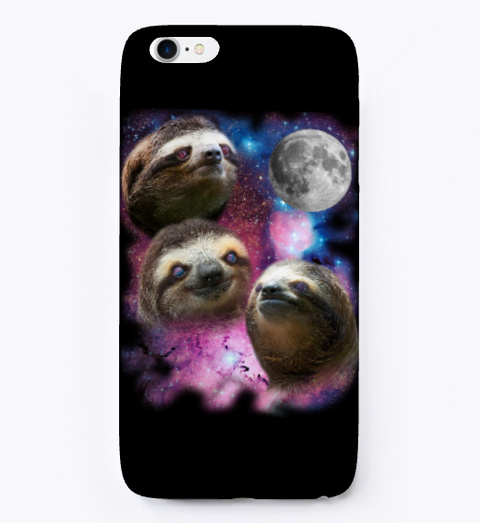 3 Sloth Moon Case Black T-Shirt Front