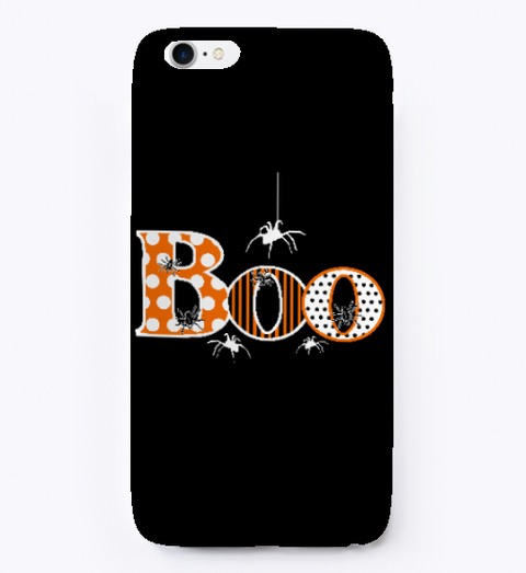 Boo With Spiders Halloween Phone Case Black T-Shirt Front