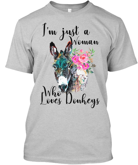 I'm Just A Woman Who Loves Donkeys Light Steel T-Shirt Front