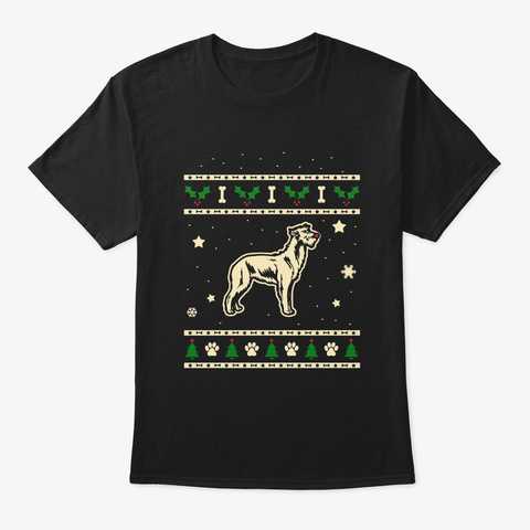 Christmas Scottish Deerhound Gift Black T-Shirt Front