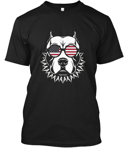 Pitbull Lover Dog 4 Th Of July Patriotic  Black T-Shirt Front