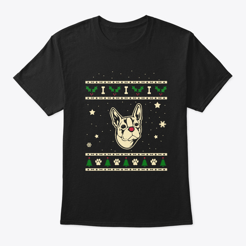 Christmas Boston Terrier Gift Black T-Shirt Front