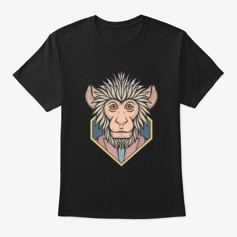 Barbary Macaque Monkey Black T-Shirt Front
