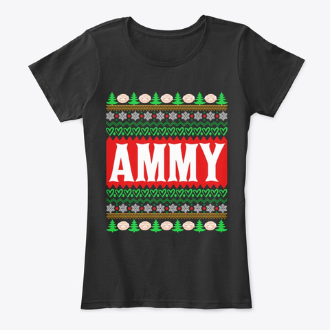 Christmas Ammy Xmas Grandma Black T-Shirt Front