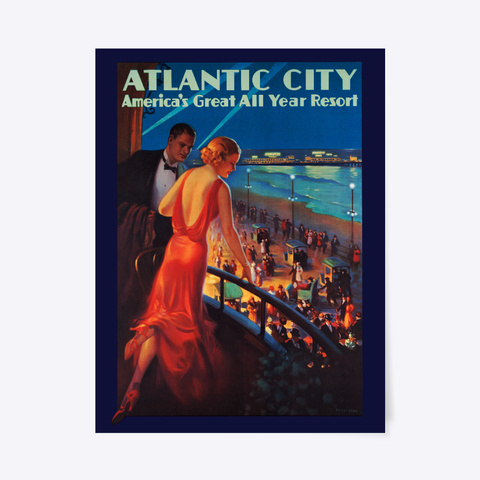 Vintage Atlantic City Poster White T-Shirt Front
