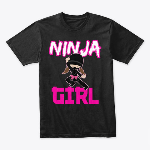 Cute Ninja Girl Funny Gift T Shirt Black T-Shirt Front
