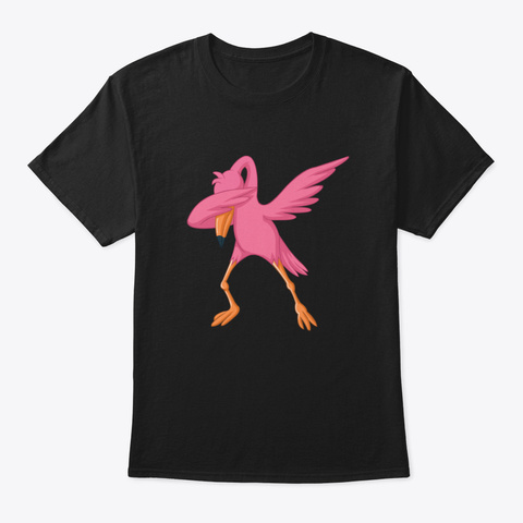 Dabbing Flamingo Black T-Shirt Front