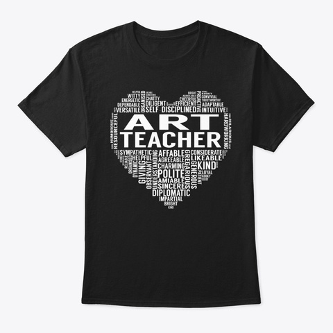Art Teacher Heart Black T-Shirt Front
