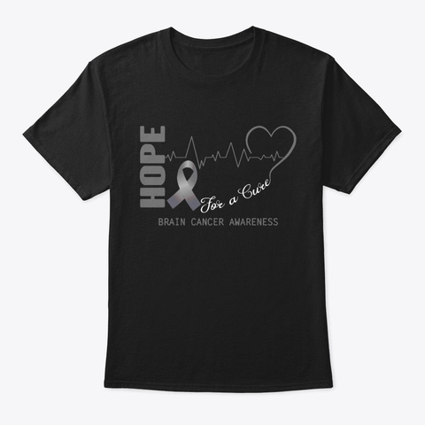 Hope For A Cure Brain Cancer Awareness Black T-Shirt Front