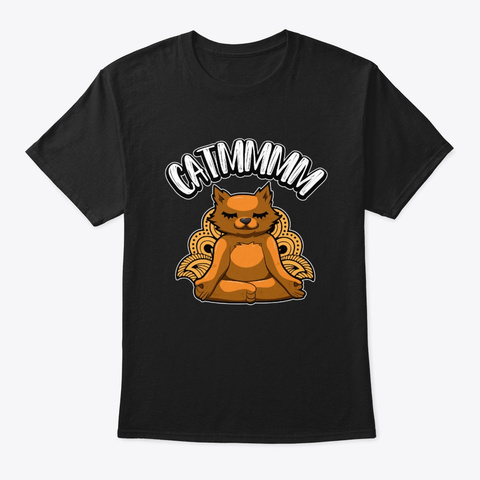 Catmmmm   Yoga Cat Meditates On The Black Camiseta Front