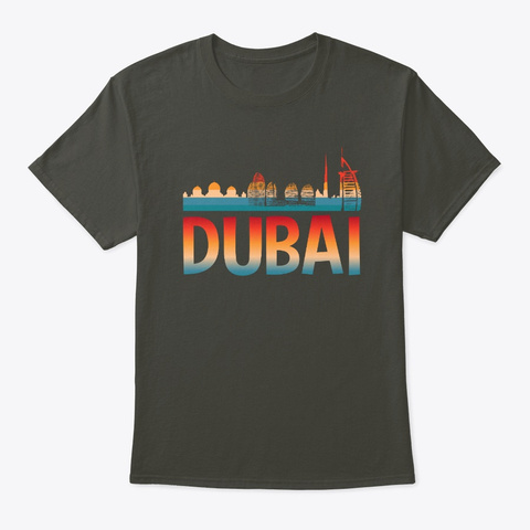Retro Dubai Uae City Trip Skyline Smoke Gray T-Shirt Front
