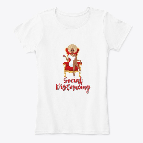 Social Distancing Afro Queen2 Tee White T-Shirt Front
