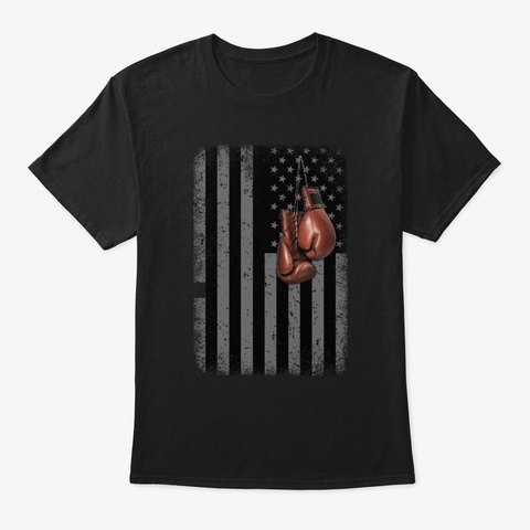 American Flag Boxing Gloves Vintage Black T-Shirt Front