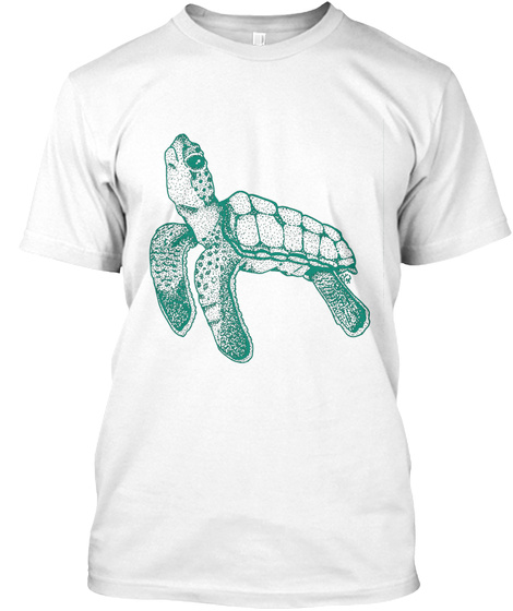 Baby Sea Turtle (Turquoise) White T-Shirt Front