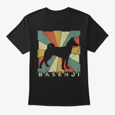 Basenji Dog Shirt Retro 70 S Vintage Gift Black Kaos Front
