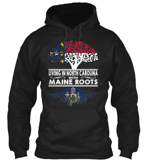 Maine North Carolina   Living Roots Black T-Shirt Front