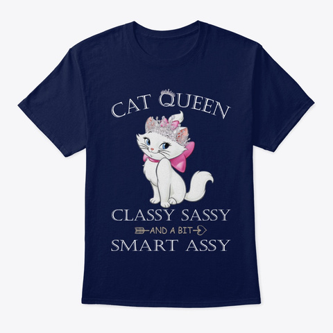 Cat Queen Navy T-Shirt Front
