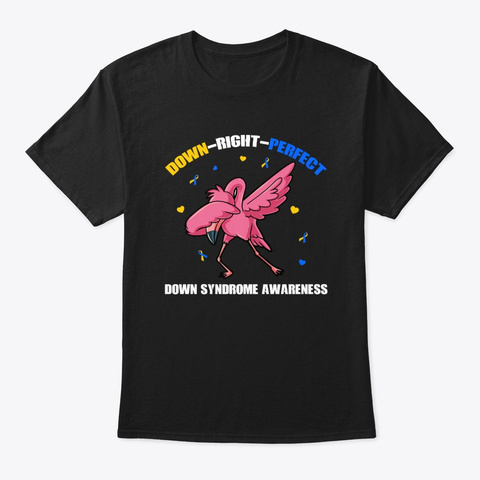 Flamingo Down Syndrome Awareness Gift Black T-Shirt Front