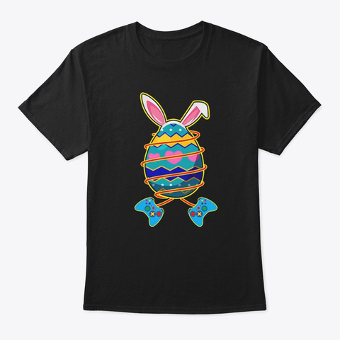 Rabbit Easter Gamer Shirts Black T-Shirt Front