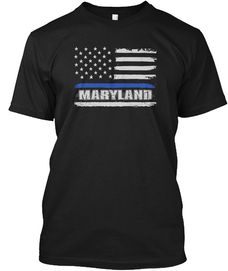Usa  Maryland  Black T-Shirt Front
