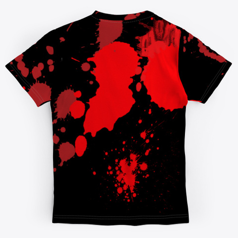 Headbanger Zombie | Blood Splatter  Black T-Shirt Back