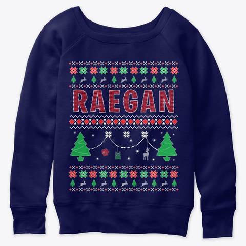 Xmas Themed Personalized For Raegan Navy  T-Shirt Front