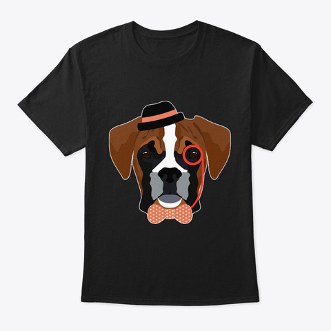 Hipster Boxer Dog Black T-Shirt Front