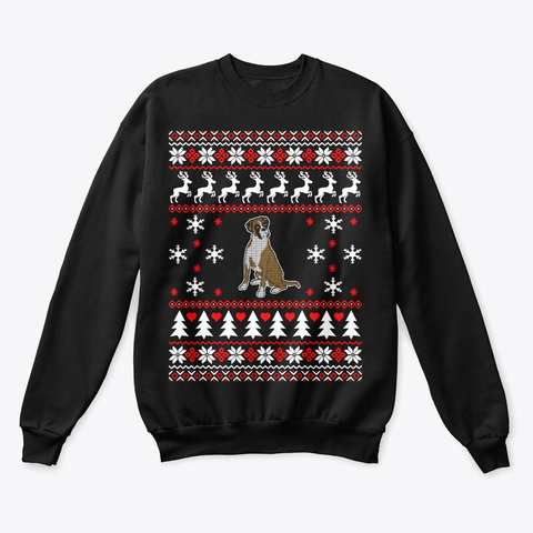 Boxer Dog Ugly Christmas Sweater Black T-Shirt Front