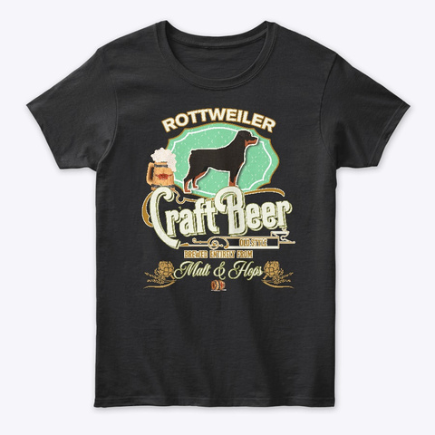 Rottweiler Gifts Dog Beer Lover Black Camiseta Front