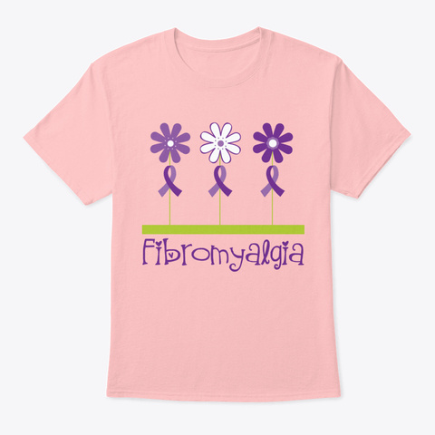 Fibromyalgia Awareness Ribbon Flowers Pale Pink T-Shirt Front