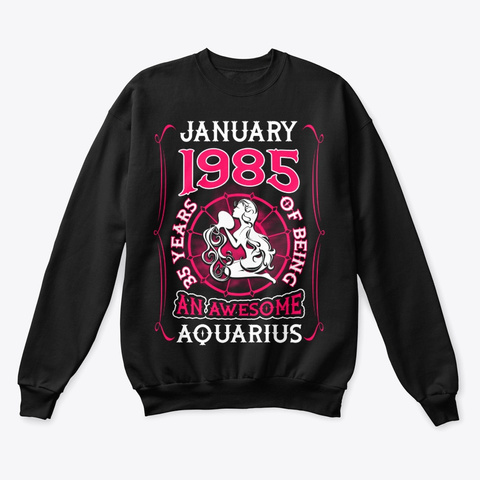 January 1985 35 Years Of Aquarius Black áo T-Shirt Front