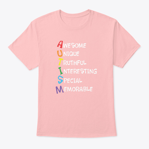 Awesome Autism Awareness Acrostic Shirt Pale Pink T-Shirt Front