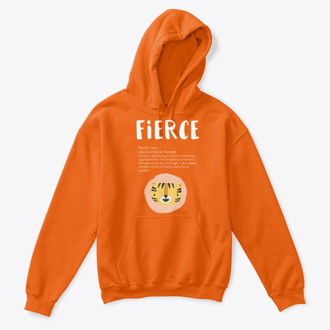 Fierce Kid's Tiger Hoodie Orange T-Shirt Front