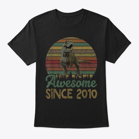 9 Th Birthday Gift Shirt Dinosaur 9 Year  Black áo T-Shirt Front