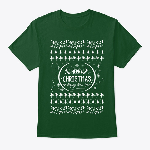 Ugly Christmas Sweater Design Deep Forest T-Shirt Front