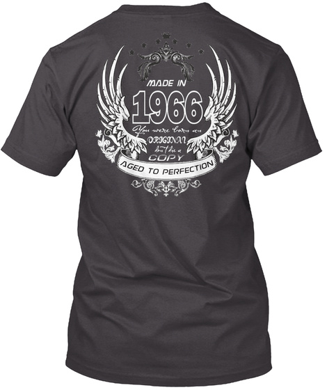 Made In 1966 Original Heathered Charcoal  T-Shirt Back