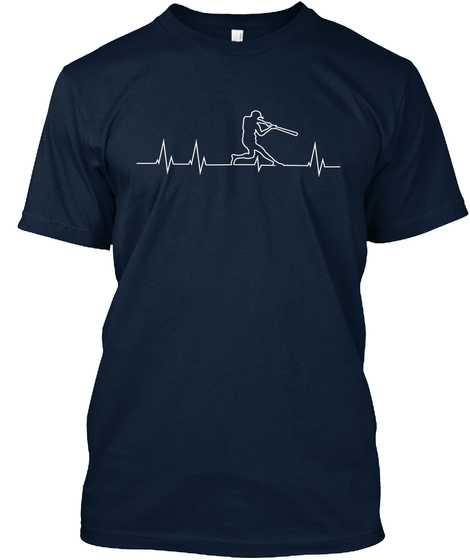 Limited Edition   Baseball Heartbeat *** New Navy T-Shirt Front