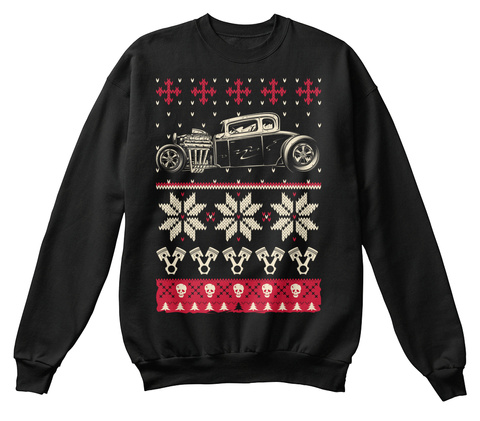 Hot Rod Ugly Christmas Sweatshirt Jet Black T-Shirt Front