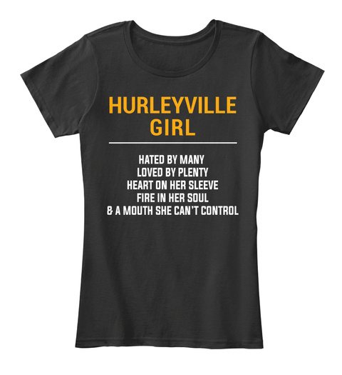 Hurleyville Ny Girl   Heart On Sleeve. Customizable City Black T-Shirt Front
