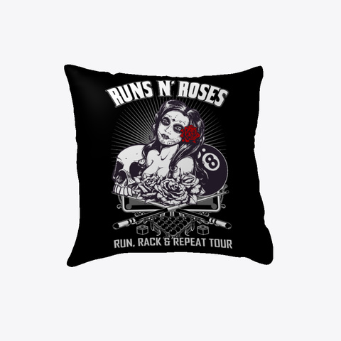 Pool: Runs N' Roses Pillows Black T-Shirt Front