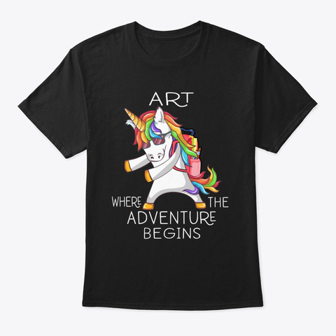 Art Grade Where The Adventure Begins Black T-Shirt Front