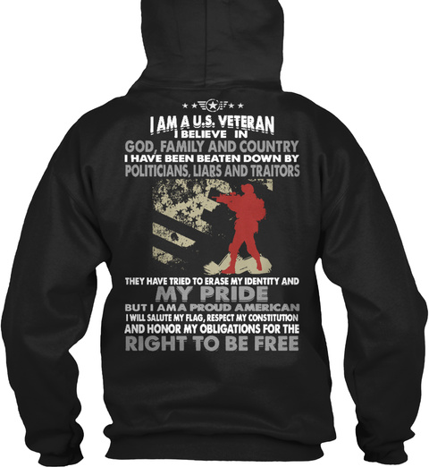Afghanistan Veteran, Proud Veteran Shirt Black T-Shirt Back