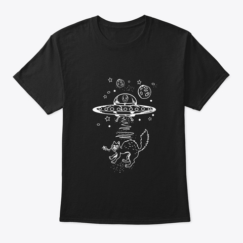 Code027   Star Alien Flying Saucer Ufo Black T-Shirt Front