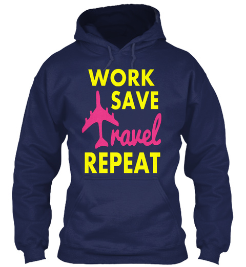 Travel Vibes 2 Navy T-Shirt Front