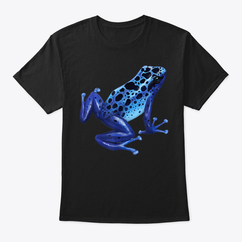 Blue Poison Dart Frog Tee Colorful Desig Black T-Shirt Front