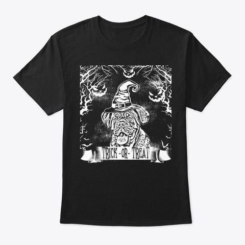 Dogue De Bordeaux Witch Halloween Tee Black T-Shirt Front